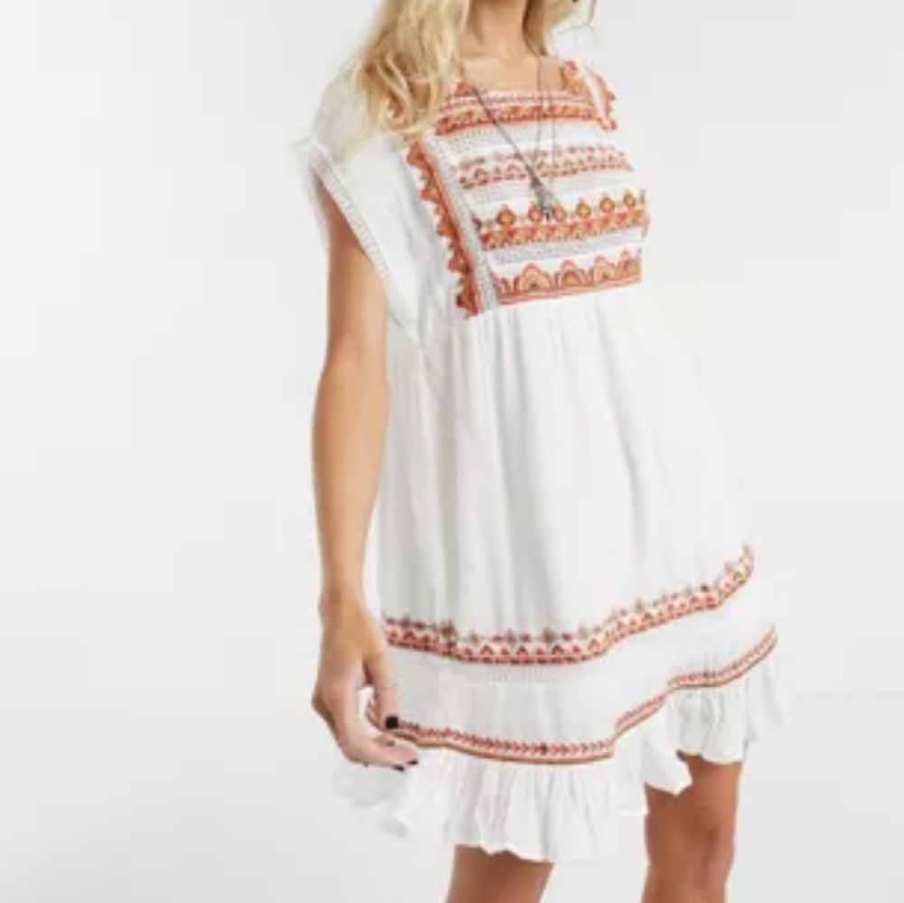 Free People Sunrise Wandaer mini dress in white